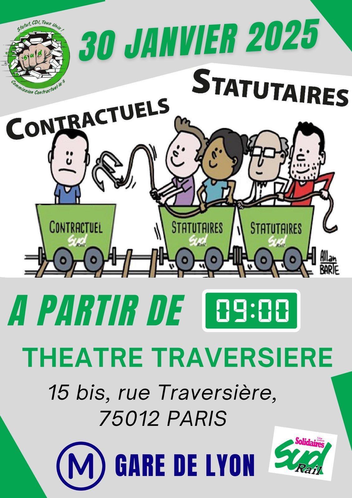 Rassemblement le 30 janvier 2025 à Paris : Pour l'égalité des droits entre agents statutaires et contractuels !