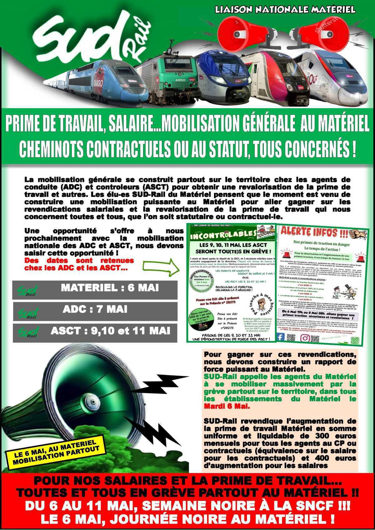 Prime de travail, salaire, mobilisation générale au Matériel ! Prime de travail, salaire, mobilisation générale au Matériel !