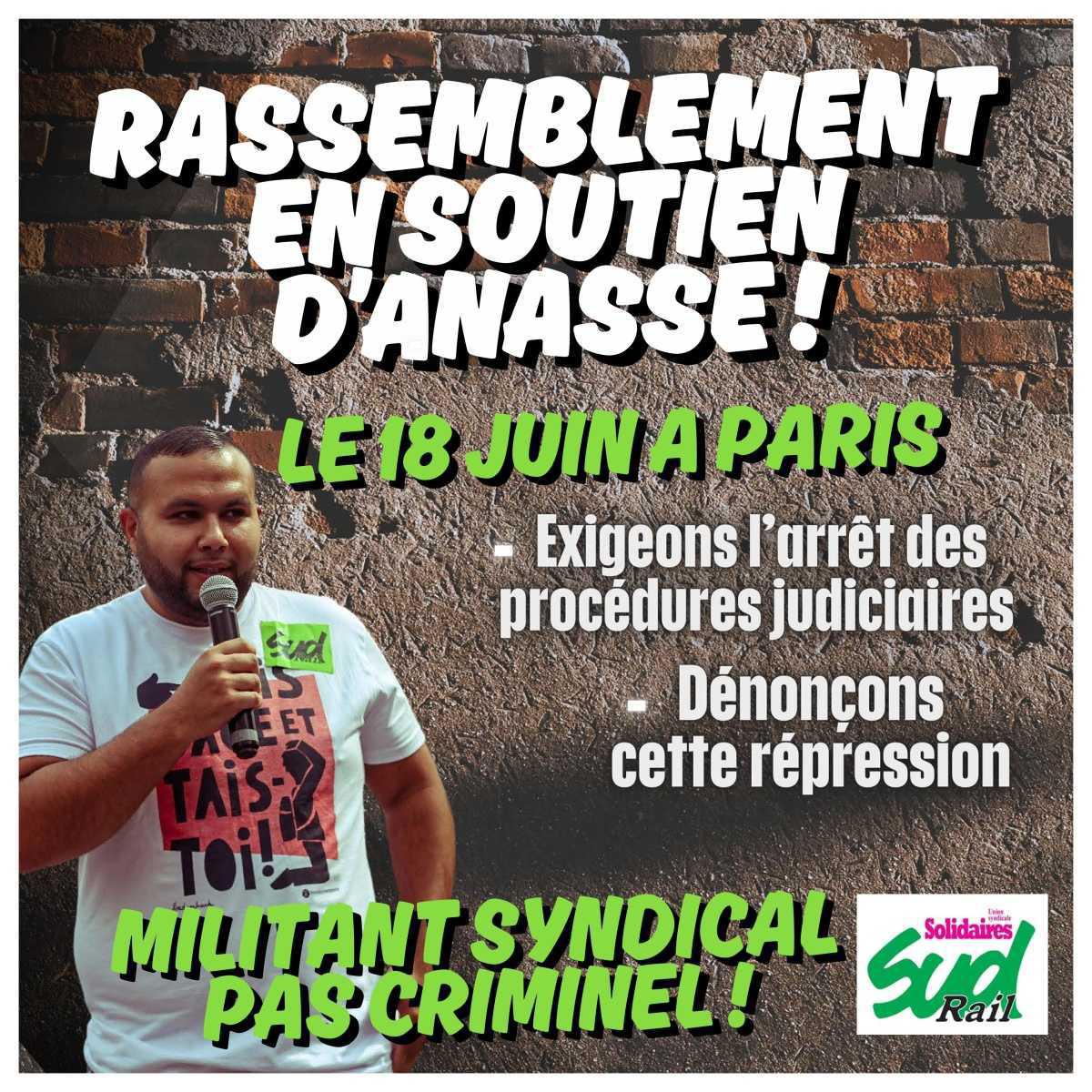 Solidarité avec Anasse, militant SUD-Rail