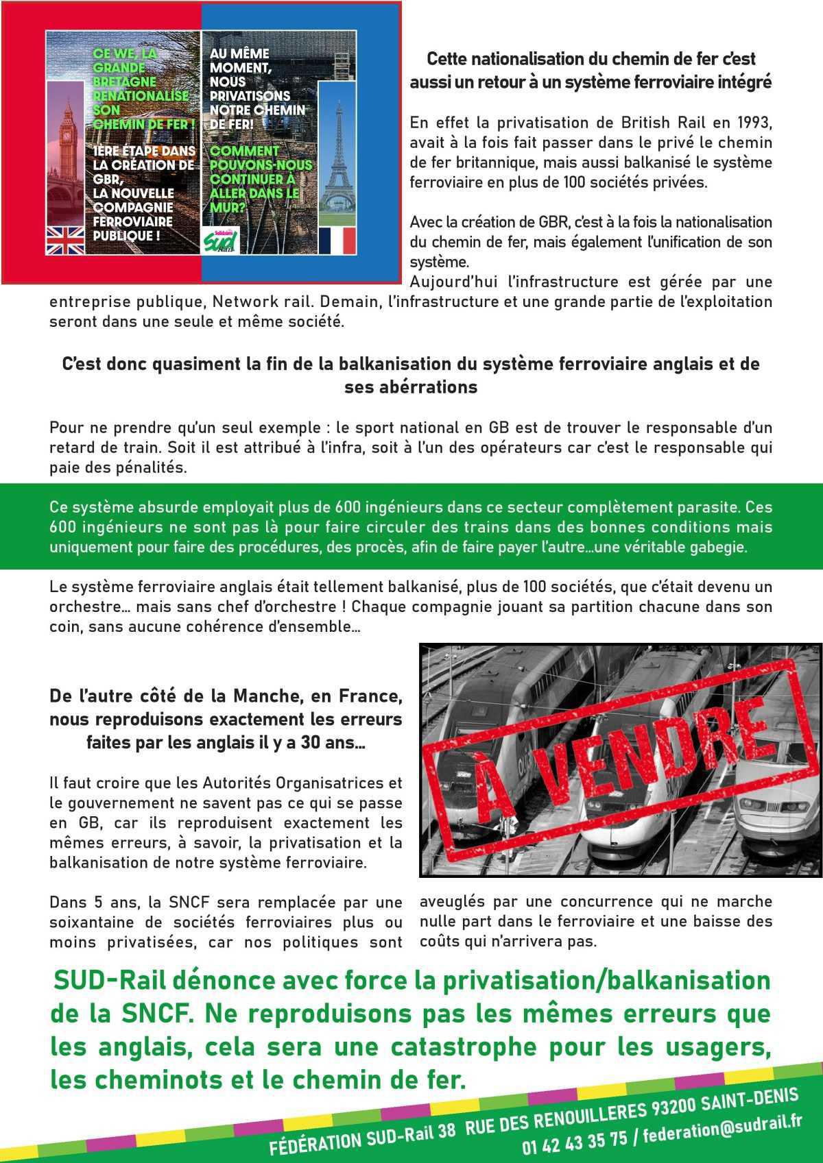 30 ANS APRÈS SA PRIVATISATION, LE CHEMIN DE FER BRITANNIQUE EST RENATIONALISÉ 30 ANS APRÈS SA PRIVATISATION, LE CHEMIN DE FER BRITANNIQUE EST RENATIONALISÉ