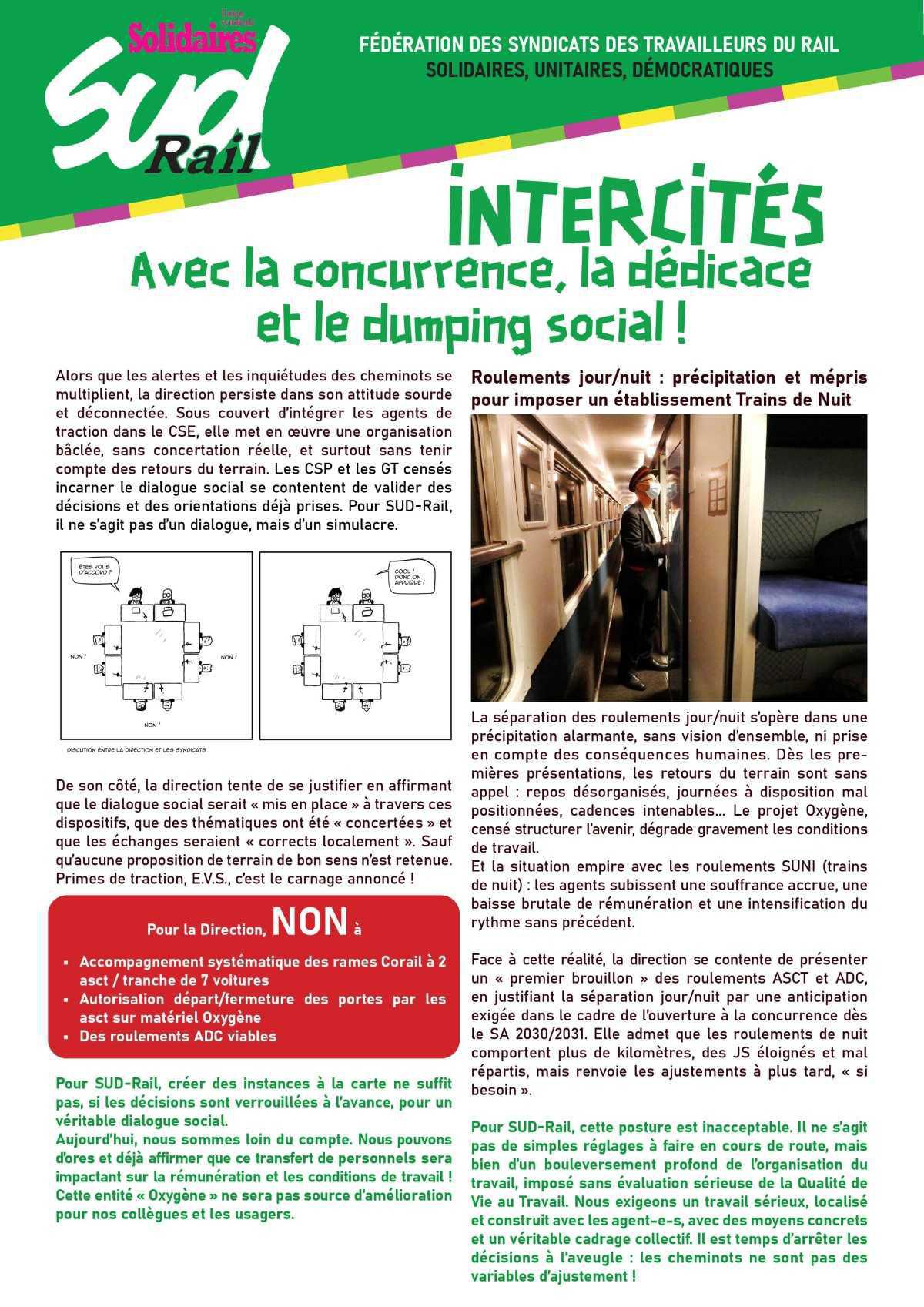 INTERCITÉS Avec la concurrence, la dédicace et le dumping social !