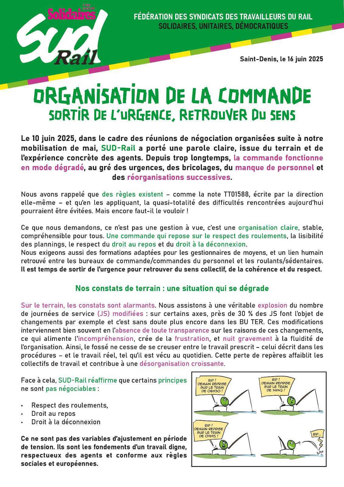 ORGANISATION DE LA COMMANDE SORTIR DE L’URGENCE, RETROUVER DU SENS