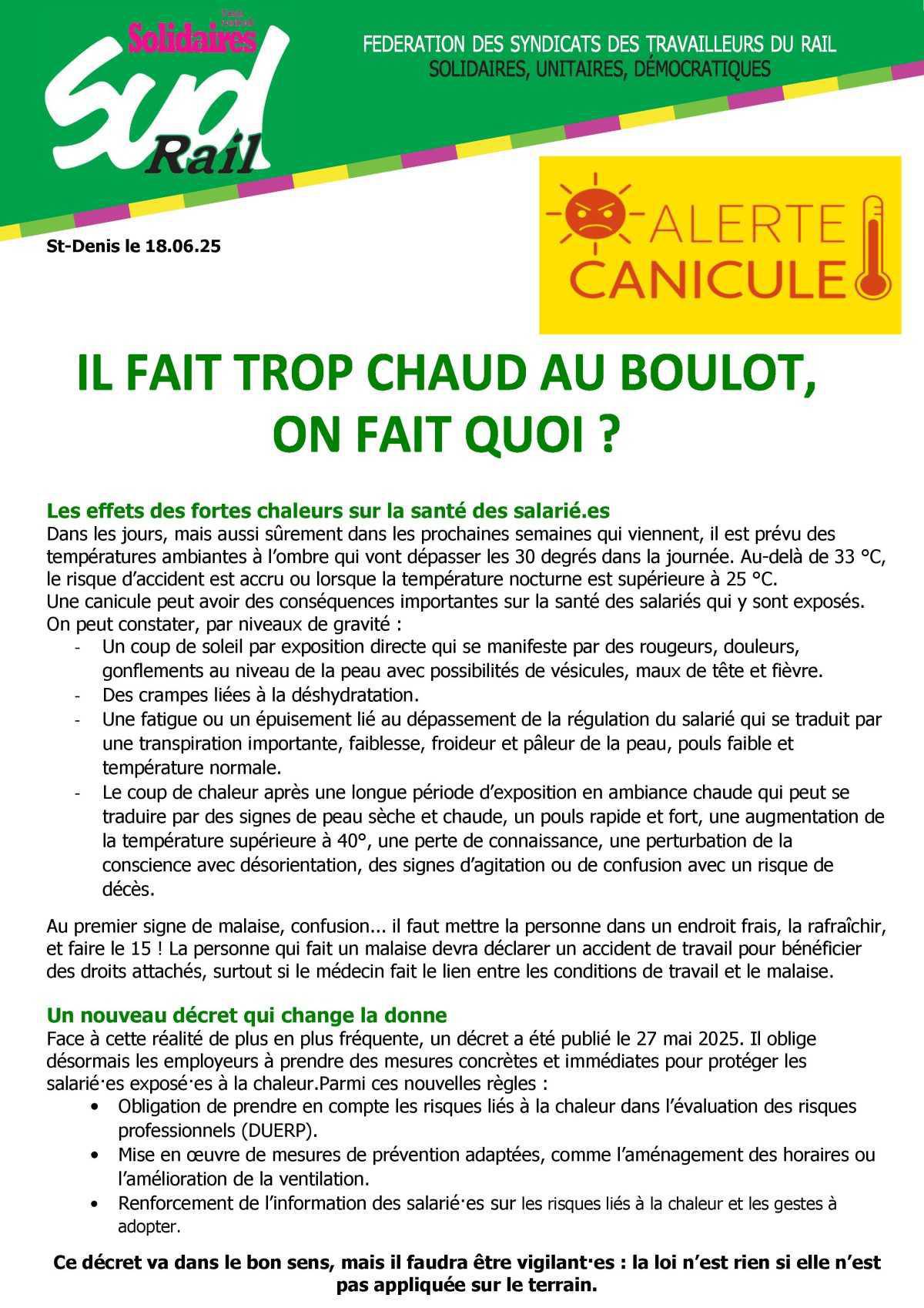 IL FAIT TROP CHAUD AU BOULOT, ON FAIT QUOI ?