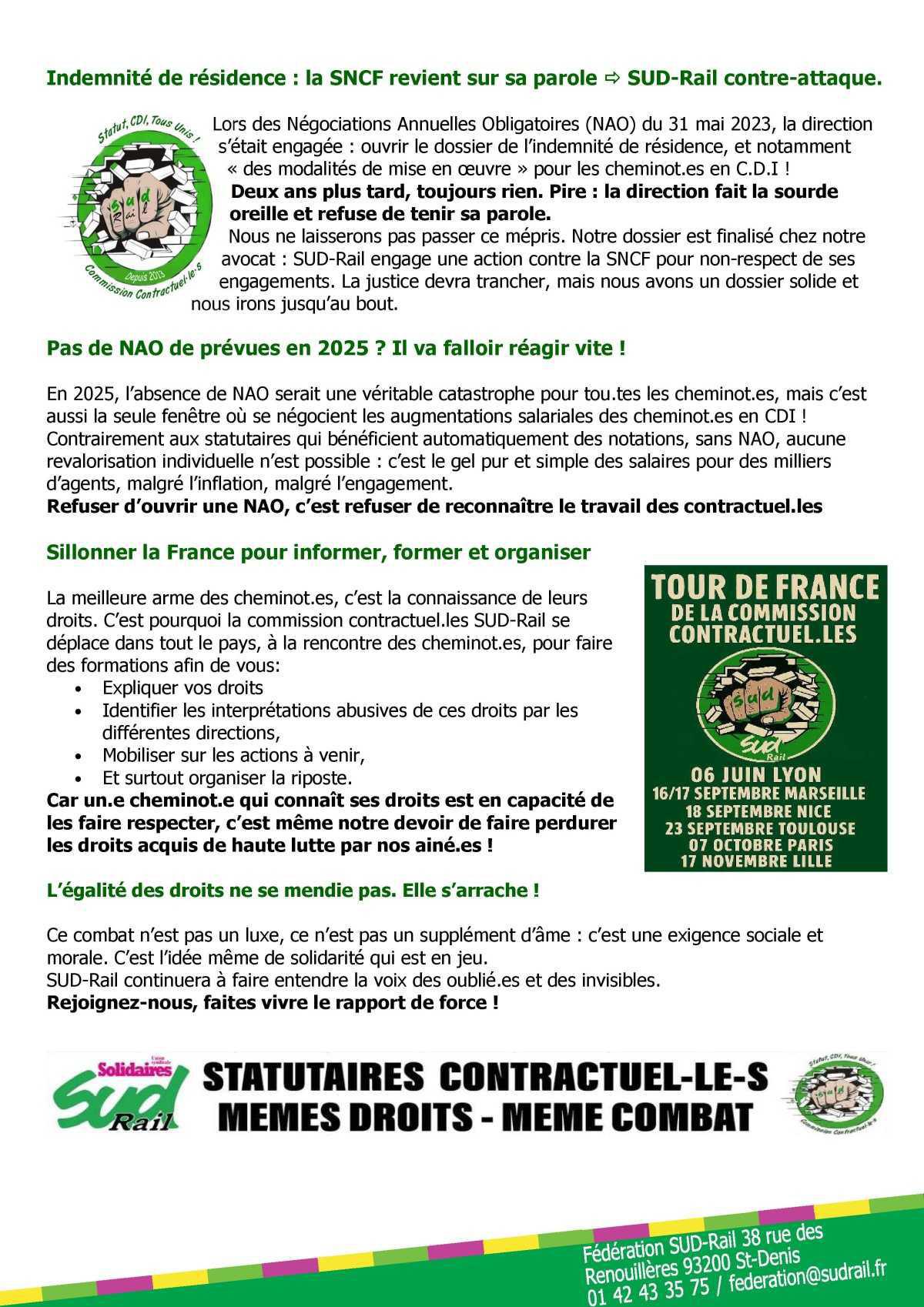 À statut égal, droits égaux ! À contrat différent ? Droits égaux quand même ! À statut égal, droits égaux ! À contrat différent ? Droits égaux quand même !