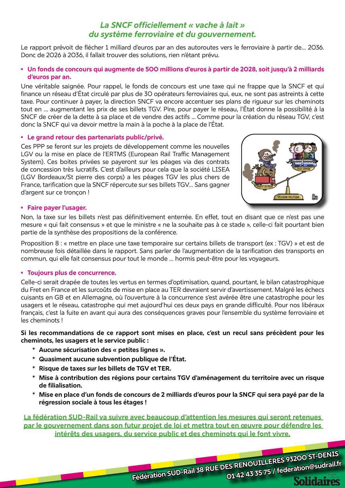 Conférence de financement des transports Un rapport décevant qui ne répond pas aux enjeux écologiques et sociaux! Conférence de financement des transports Un rapport décevant qui ne répond pas aux enjeux écologiques et sociaux!