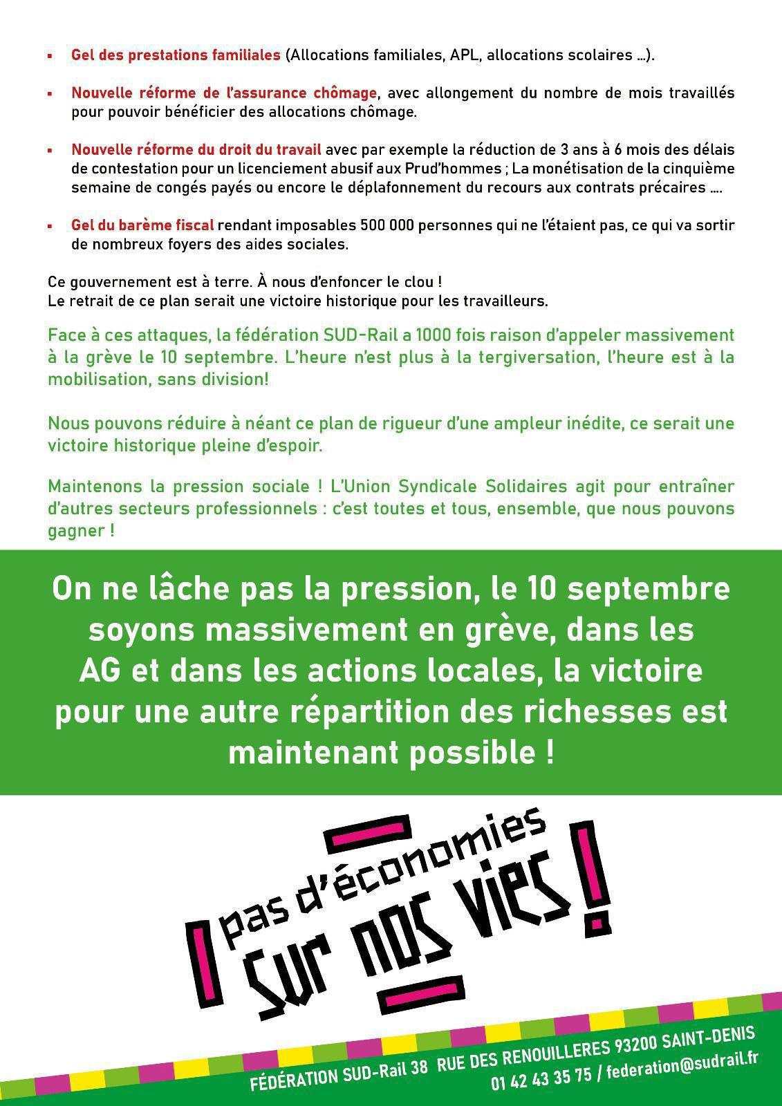 LE 10 SEPTEMBRE EN GRÈVE RÉDUISONS À NÉANT LE PLAN DE RIGUEUR DE 44 MILLIARDS DU GOUVERNEMENT BAYROU !