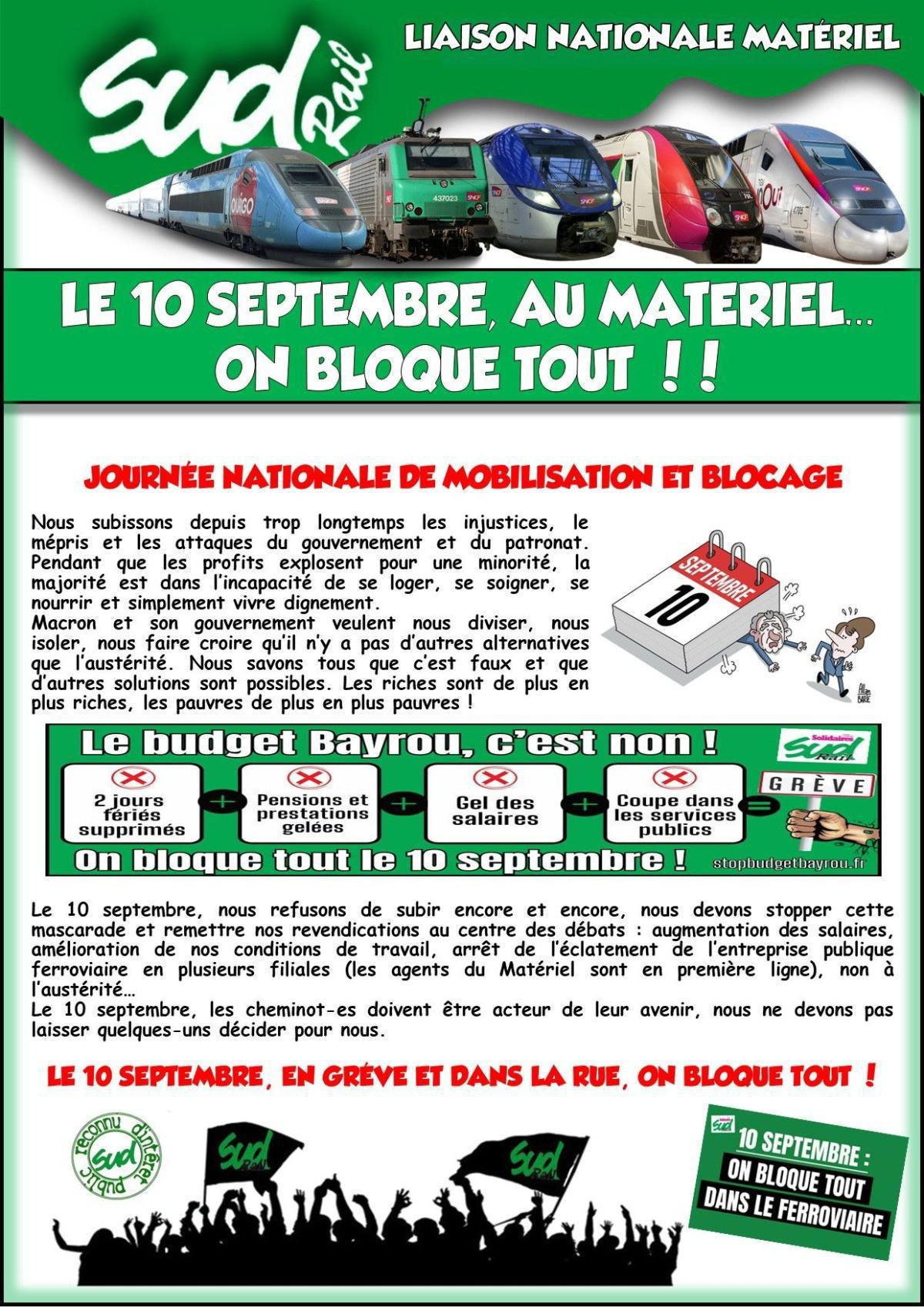 Le 10 septembre au Matériel "on bloque tout" Le 10 septembre au Matériel "on bloque tout"