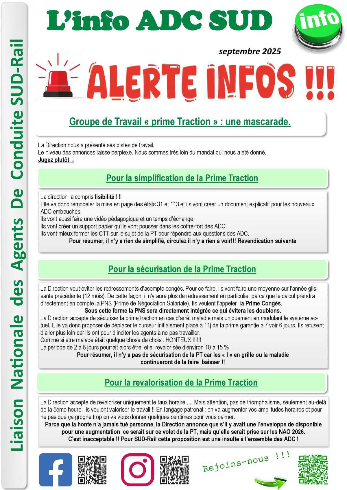 Groupe de Travail « prime Traction » : une mascarade. Groupe de Travail « prime Traction » : une mascarade.