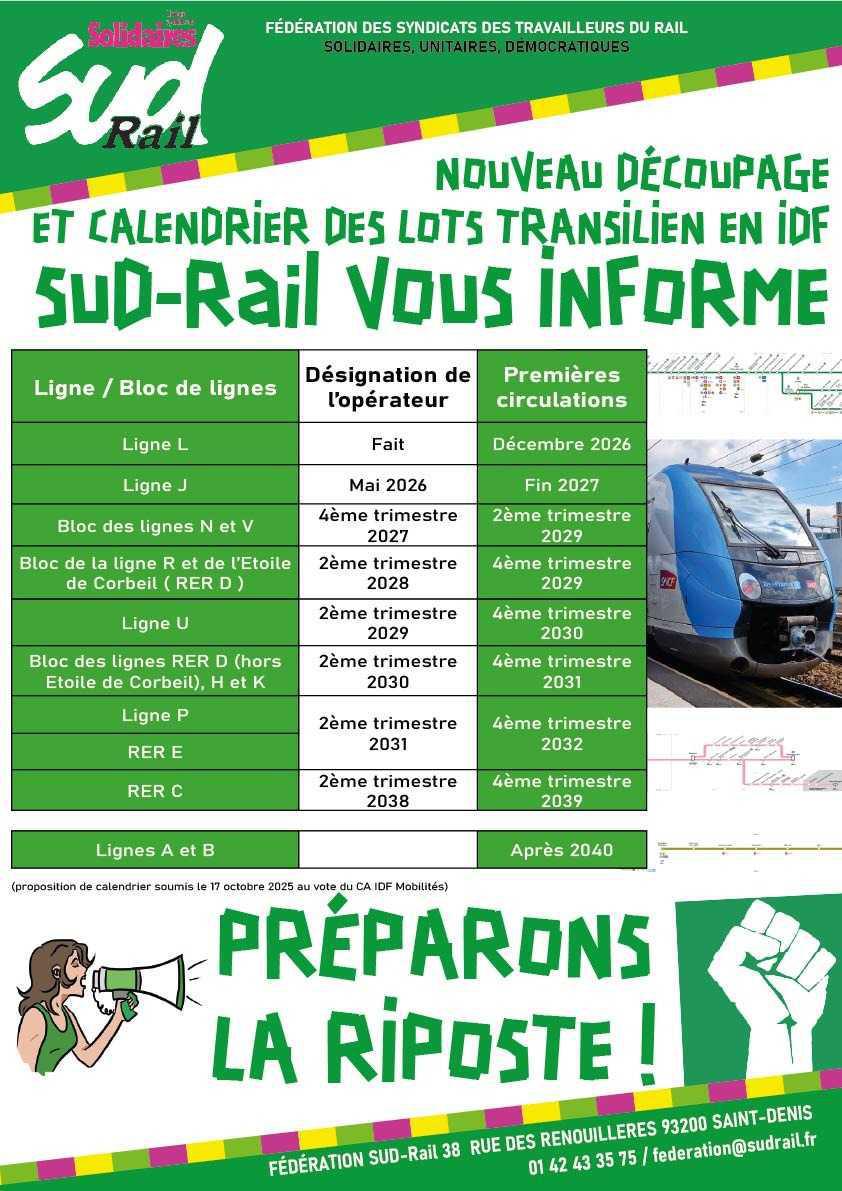 NOUVEAU DÉCOUPAGE ET CALENDRIER DES LOTS TRANSILIEN EN IDF SUD-Rail VOUS INFORME NOUVEAU DÉCOUPAGE ET CALENDRIER DES LOTS TRANSILIEN EN IDF SUD-Rail VOUS INFORME