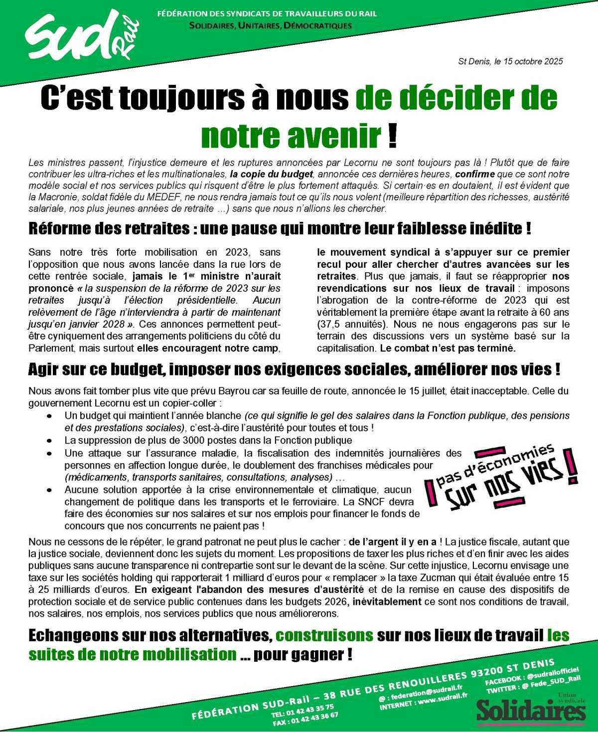 C’est toujours à nous de décider de notre avenir !