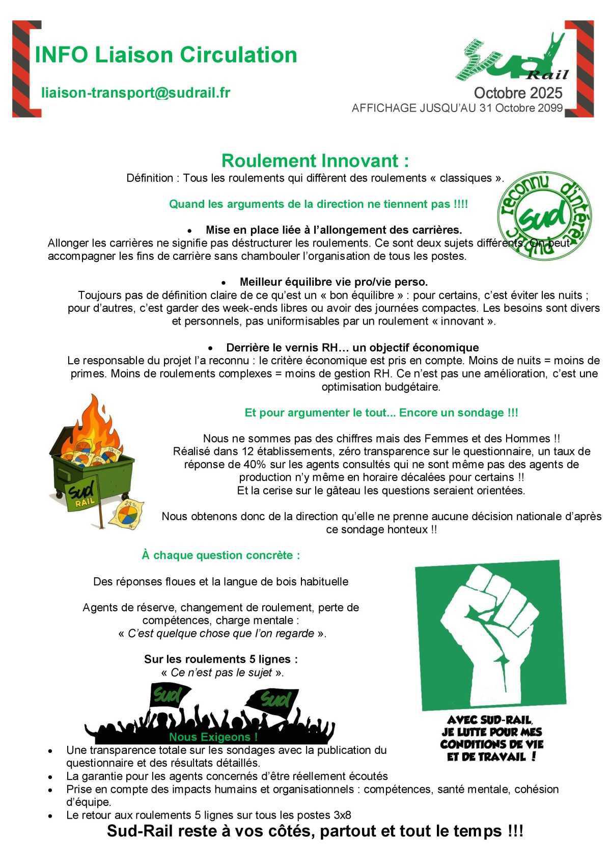 Roulement Innovant :Quand les arguments de la direction ne tiennent pas !!!! Roulement Innovant :Quand les arguments de la direction ne tiennent pas !!!!