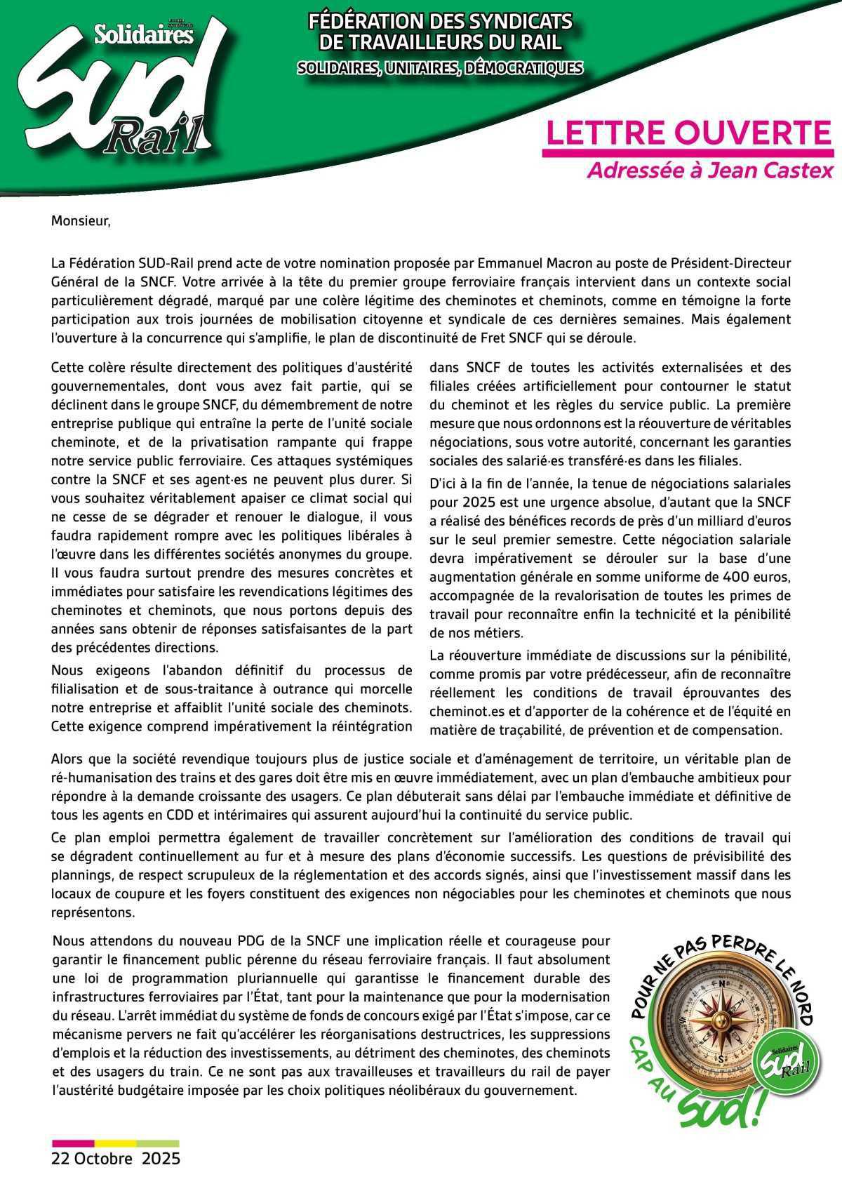 LETTRE OUVERTE Adressée à Jean Castex LETTRE OUVERTE Adressée à Jean Castex