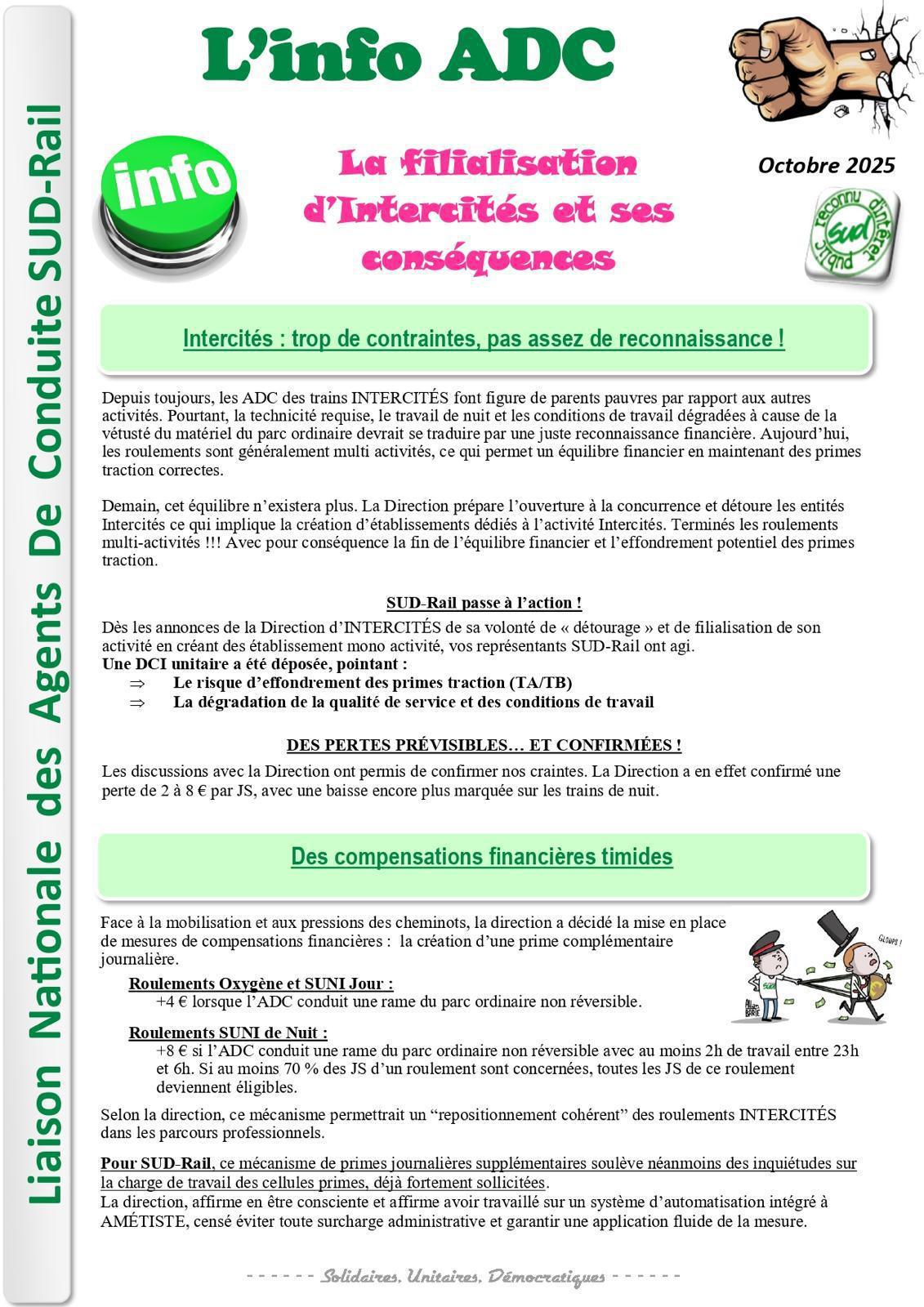 La filialisation d’Intercités et ses conséquences