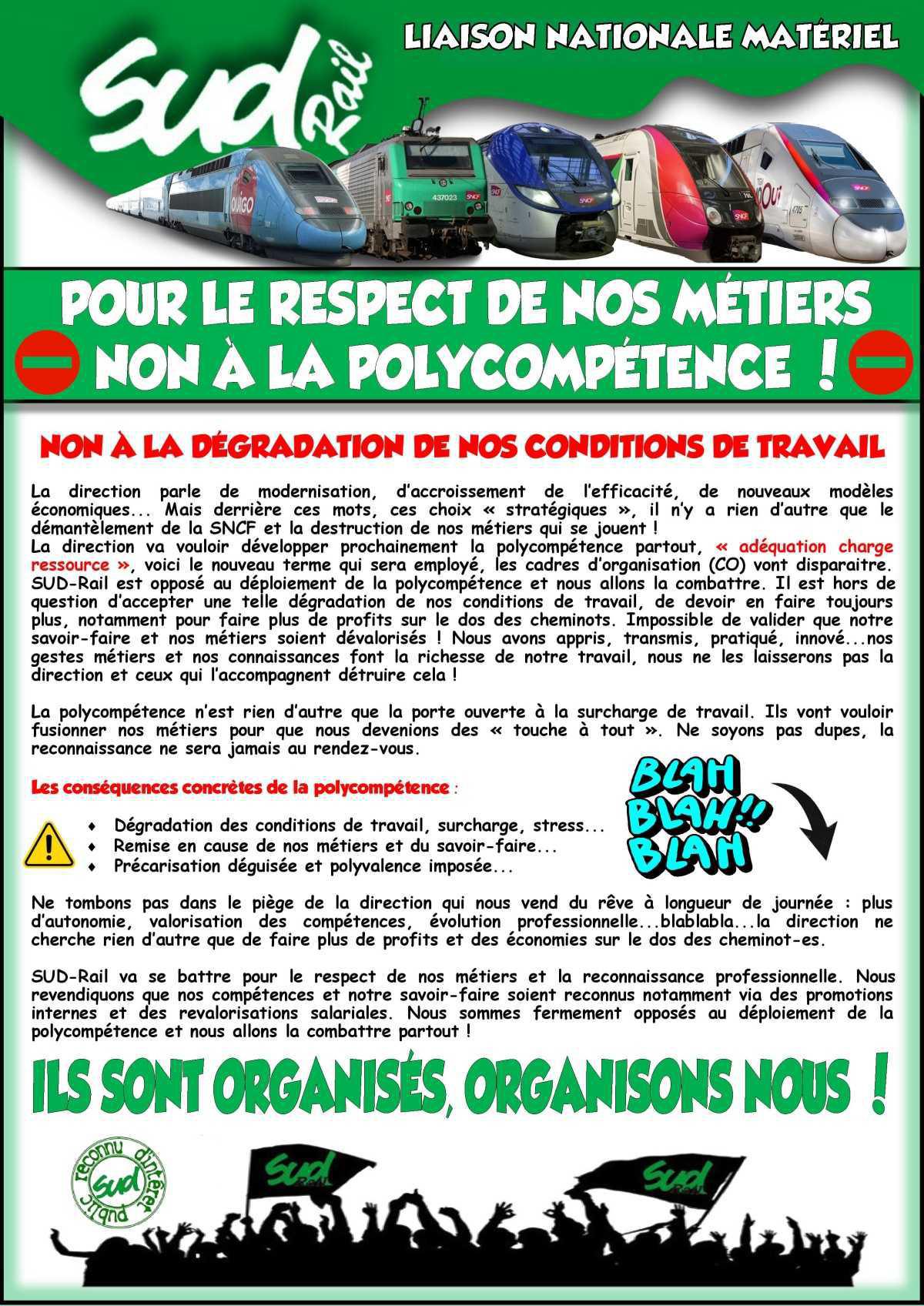 Liaison nationale Matériel : Pour le respect de nos métiers,non à la polycompétence 