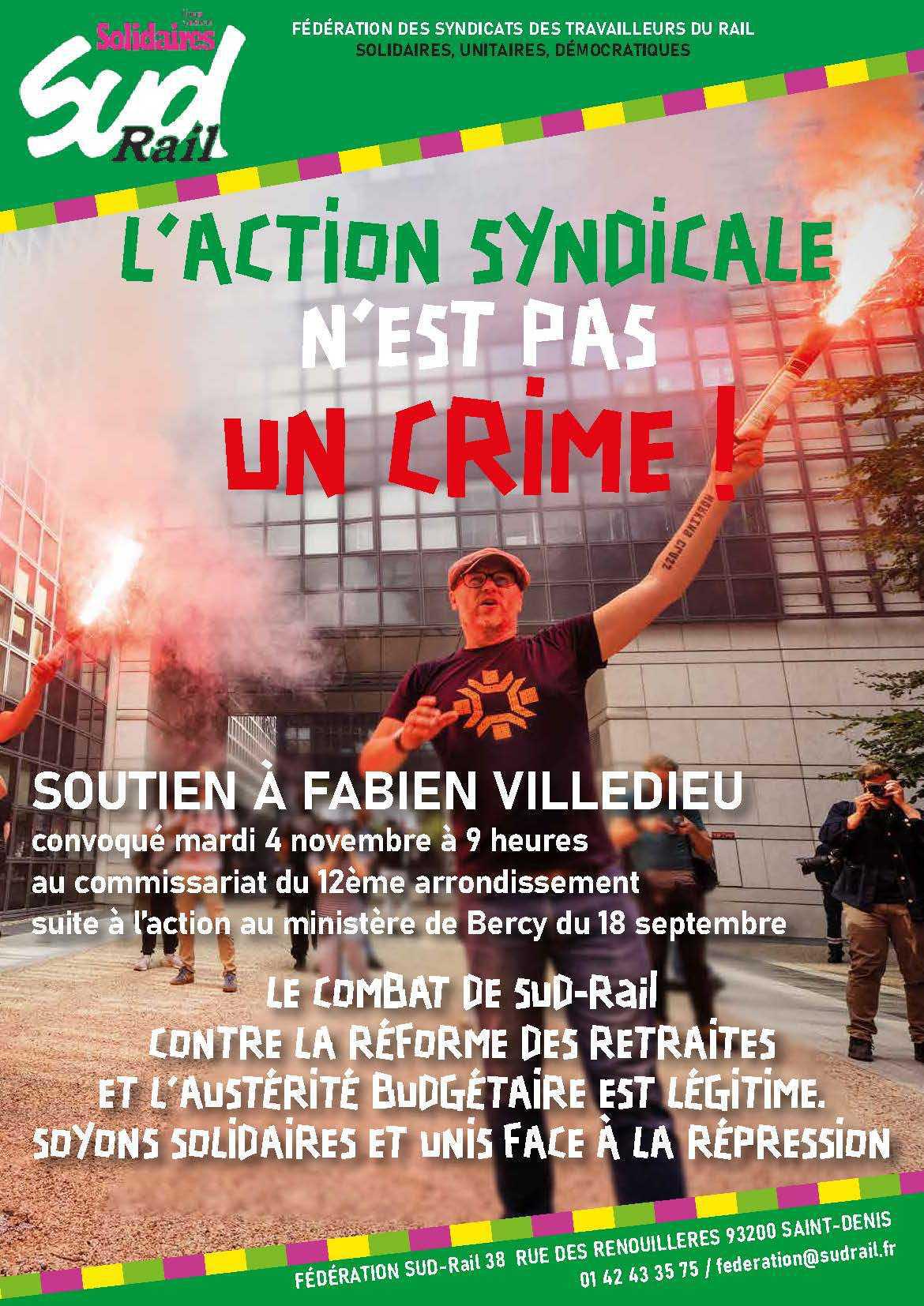 L'action syndicale n'est pas un crime L'action syndicale n'est pas un crime