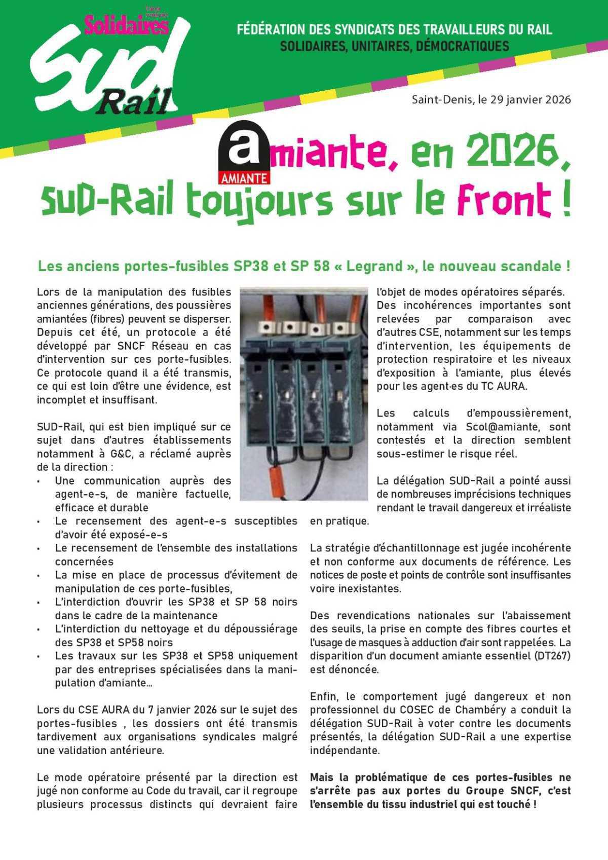 Amiante, en 2026, SUD-Rail toujours sur le front ! Amiante, en 2026, SUD-Rail toujours sur le front !