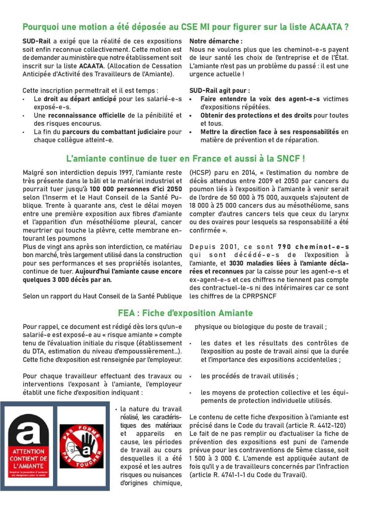 Amiante, en 2026, SUD-Rail toujours sur le front !