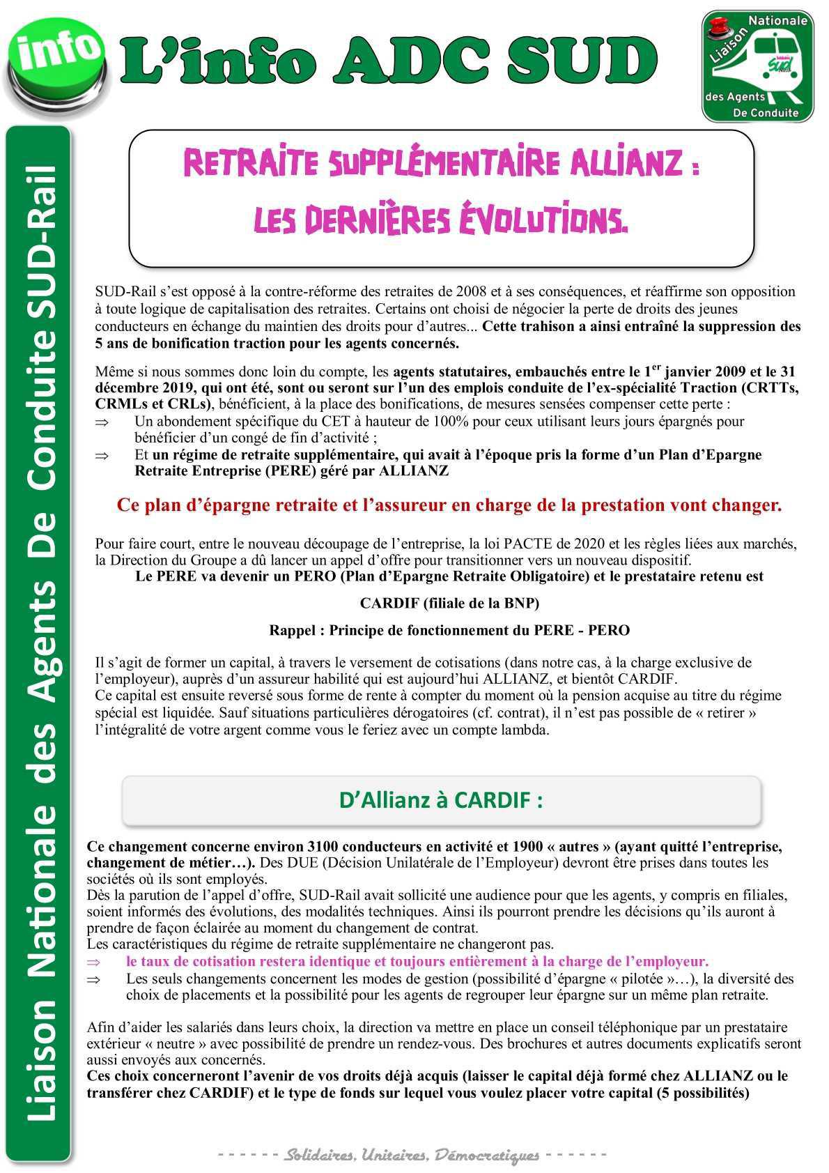 RETRAITE SUPPLÉMENTAIRE ALLIANZ : LES DERNIÈRES ÉVOLUTIONS.