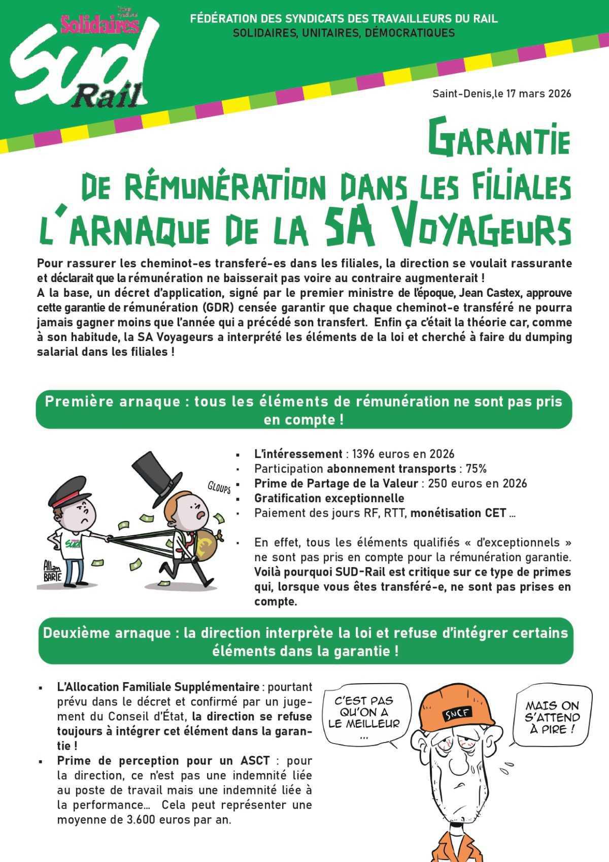 Garantie de rémunération dans les filiales l’arnaque de la SA Voyageurs Garantie de rémunération dans les filiales l’arnaque de la SA Voyageurs