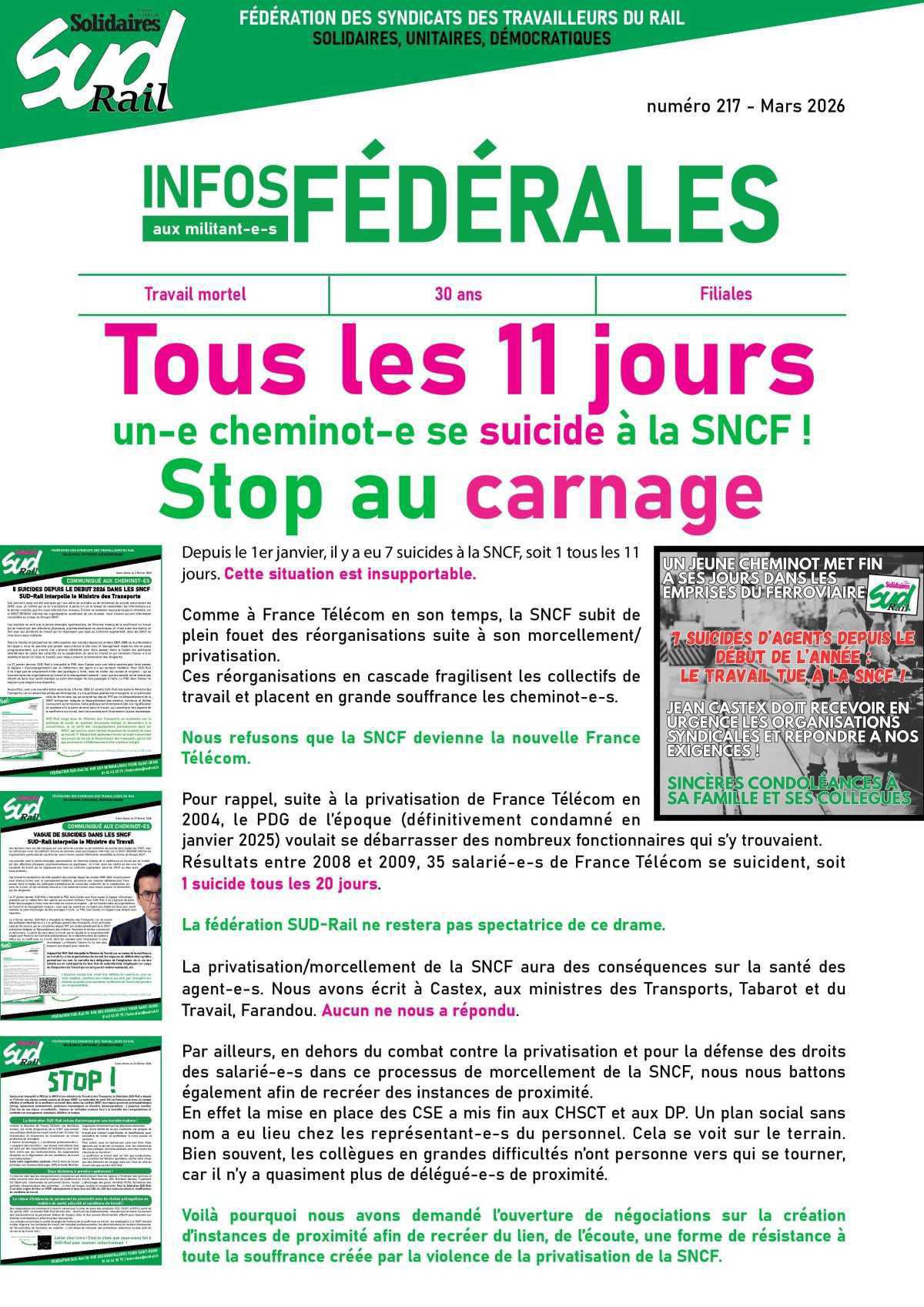 INFOS FÉDÉRALES INFOS FÉDÉRALES