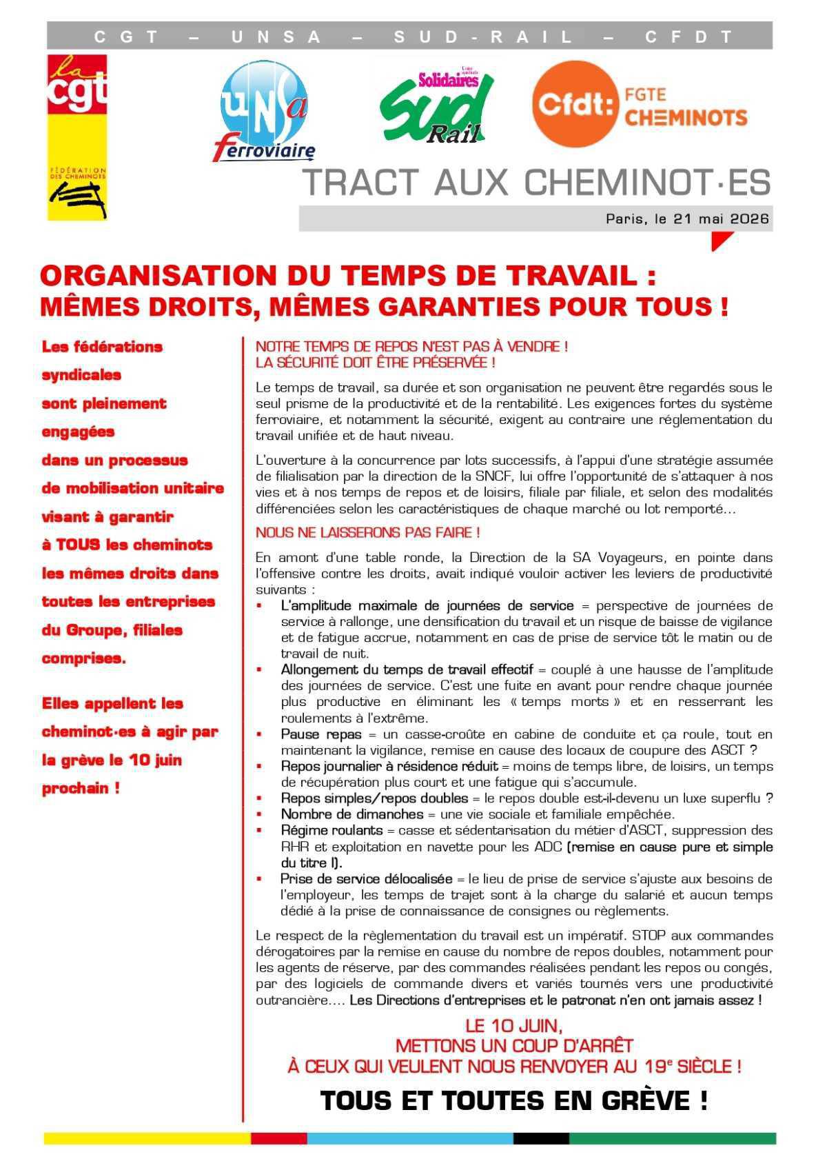 ORGANISATION DU TEMPS DE TRAVAIL : MÊMES DROITS, MÊMES GARANTIES POUR TOUS !