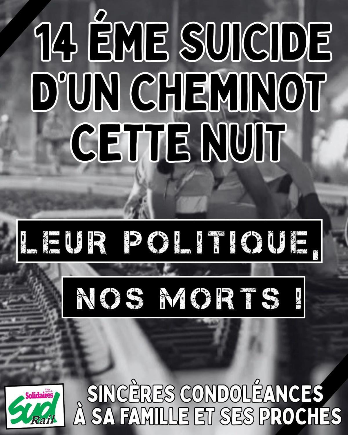 Un 14 ème cheminot à mis fin à ses jours