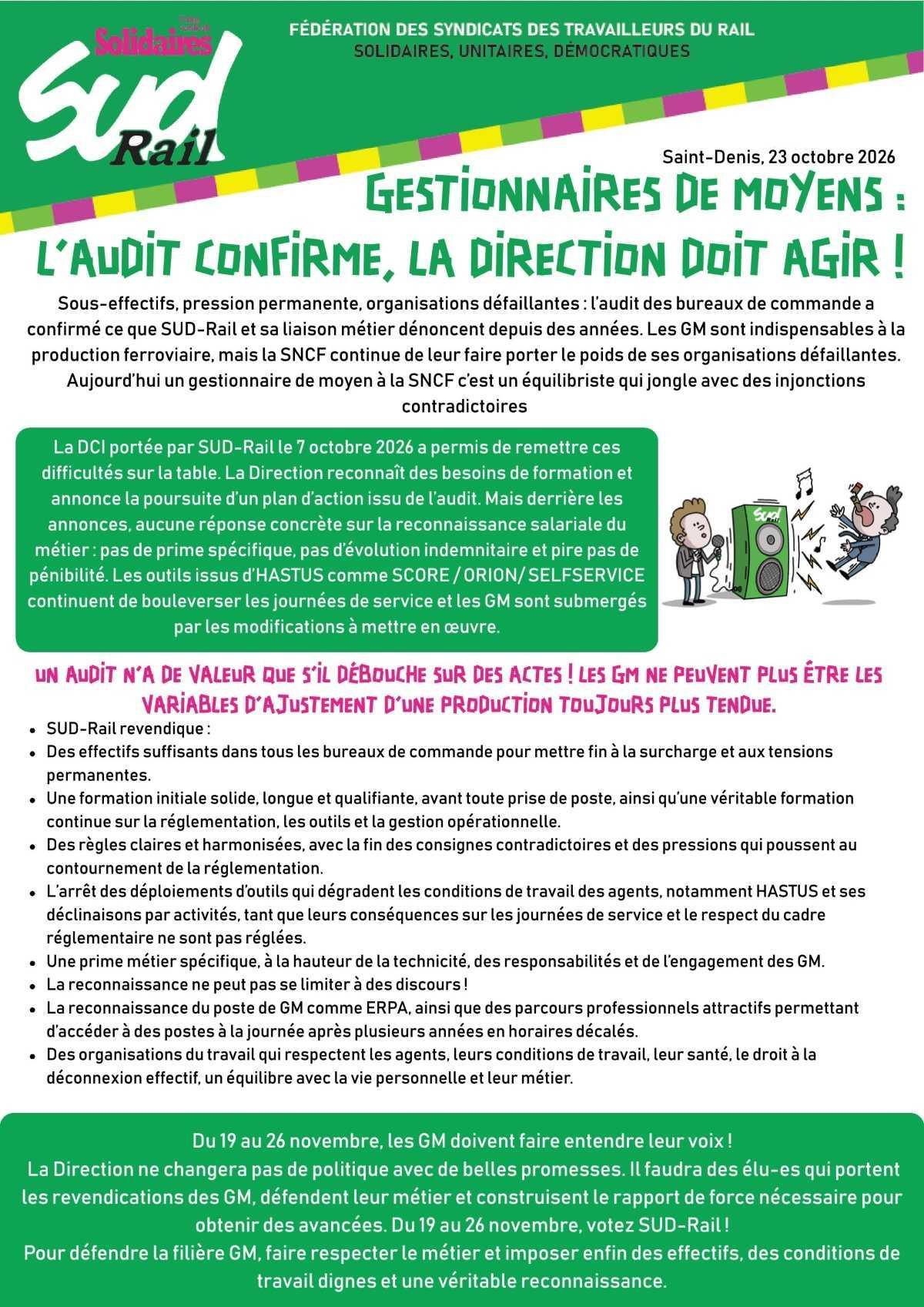 GESTIONNAIRES DE MOYENS : L’AUDIT CONFIRME, LA DIRECTION DOIT AGIR ! GESTIONNAIRES DE MOYENS : L’AUDIT CONFIRME, LA DIRECTION DOIT AGIR !