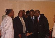 Abdoulaye Bathily en blanc (LD), Amath Dansokho (PIT), Ousmane Tanor Dieng (PS), Madieyna Diouf (AFP)