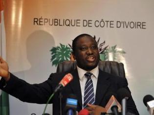 Guillaume Soro lors d'une conférence de presse le 23 février 2010 à Abdijan (Photo: AFP)
