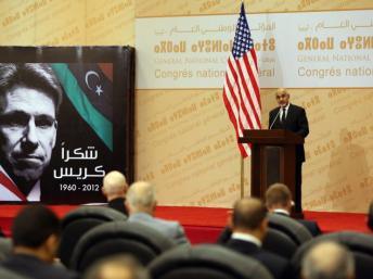 Cérémonie officielle en hommage à Chris Stevens, tué lors de l'attaque du consulat américain à Benghazi, Tripoli le 20 septembre 2012.