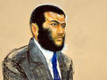 Dessin d'Omar Khadr, originaire de Toronto au Canada écoutant la sentence de son jugement à la base navale de Guantanamo à Cuba, le 26 octobre 2010. Janet Hamlin / Reuters