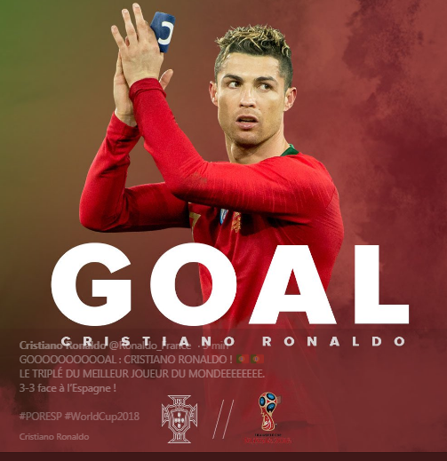  Vidéo - #CM2018 -#PORESP: Exceptionnel  Ronaldo, auteur  d'un triplé  ! 3-3