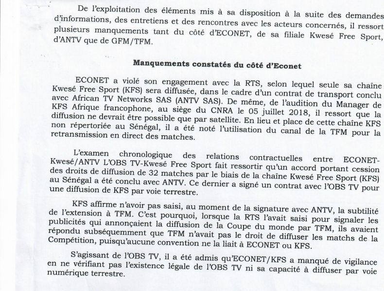 Différend sur les droits de diffusion : la Rts triomphe sur "tapis vert" devant le Cnra