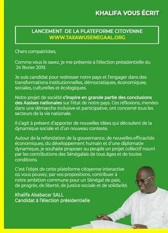 Depuis la prison de Rebeuss, Khalifa Sall lance sa nouvelle plateforme citoyenne