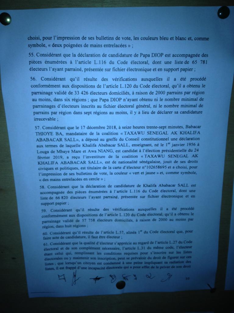 Documents: Découvrez les raisons de l’invalidation des candidatures de Karim Wade et Khalifa Sall