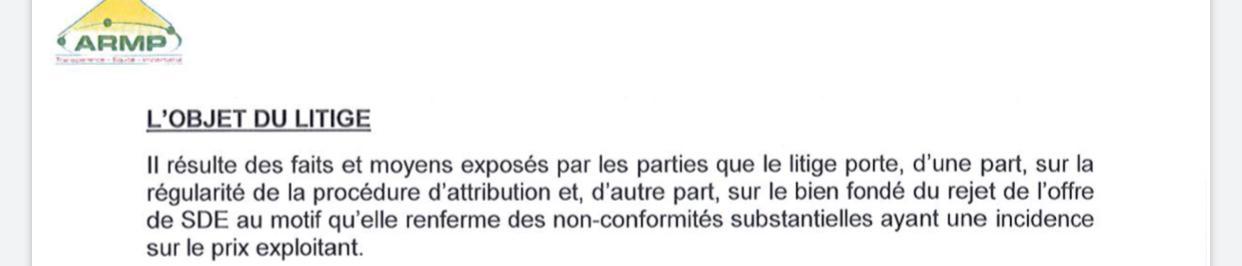 L’Armp annule l’attribution provisoire du contrat d’affermage à SUEZ et relance la SDE