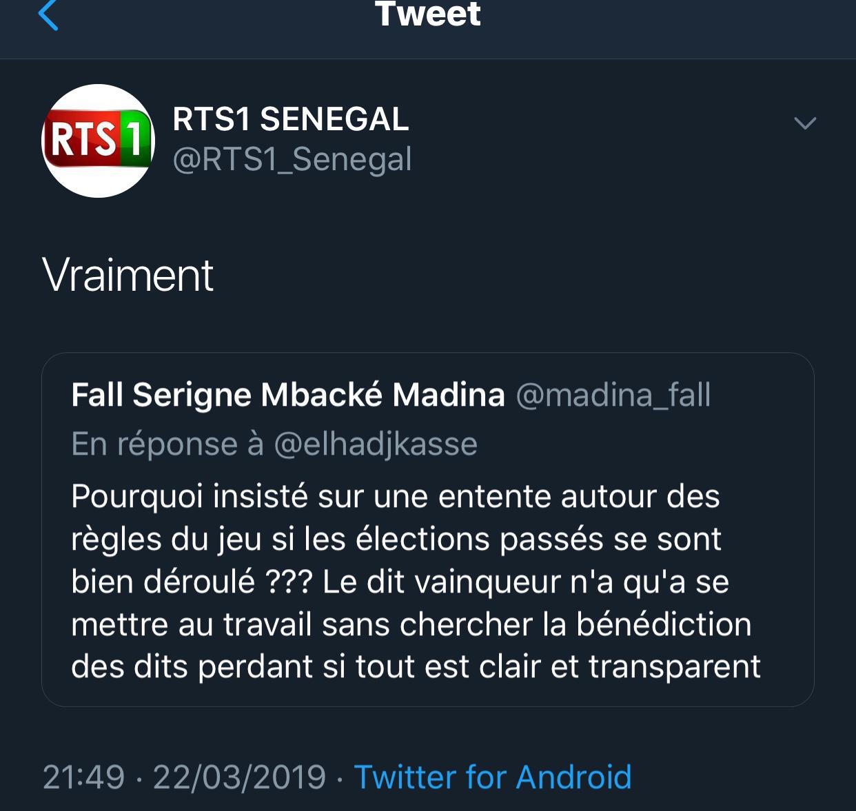 Appel au dialogue de Macky Sall: quand la RTS affiche son désaccord sur Twitter