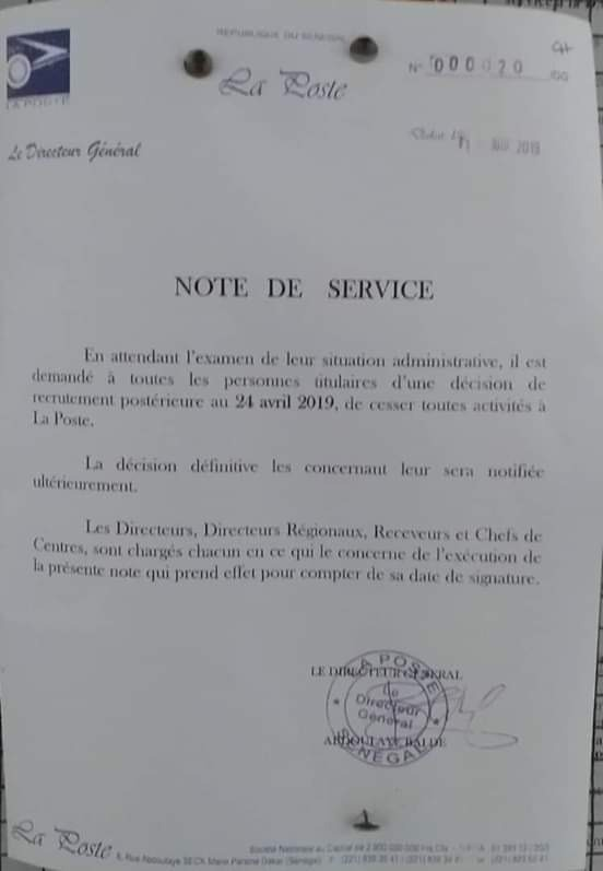 Poste: Le nouveau DG entame un grand dégraissage d'effectif derrière Ciré Dia