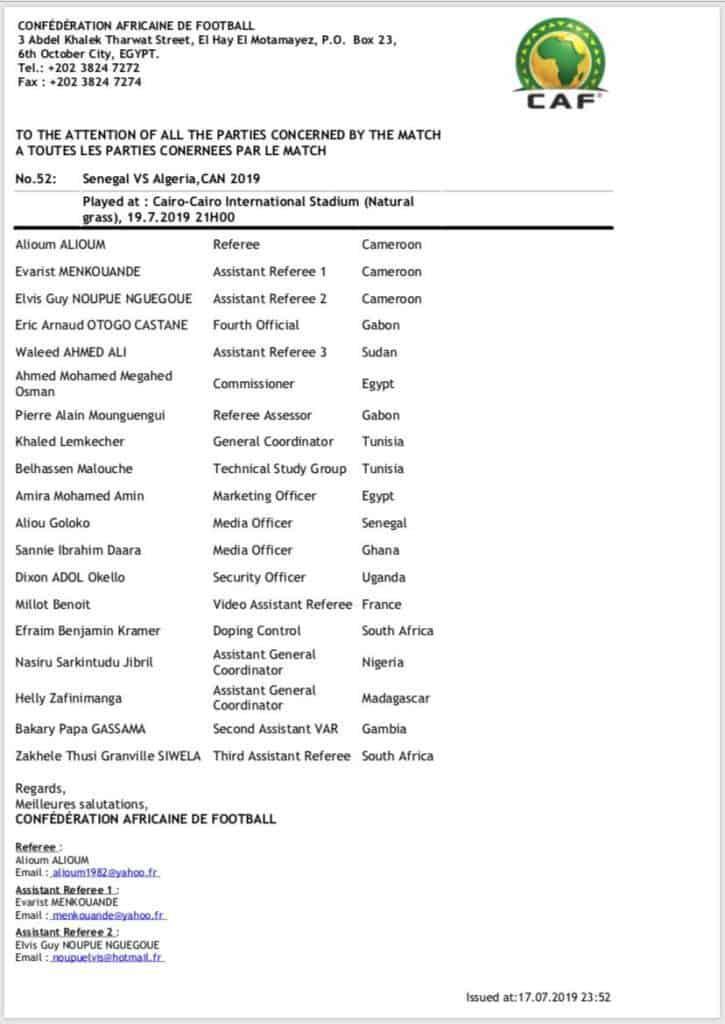 #CAN 2019 : la CAF change d’arbitre pour la finale !