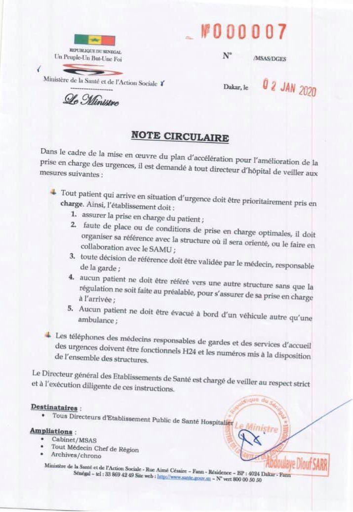 Officiel ! Plus aucun hôpital n’a le droit de refuser de prendre un malade en état d’urgence