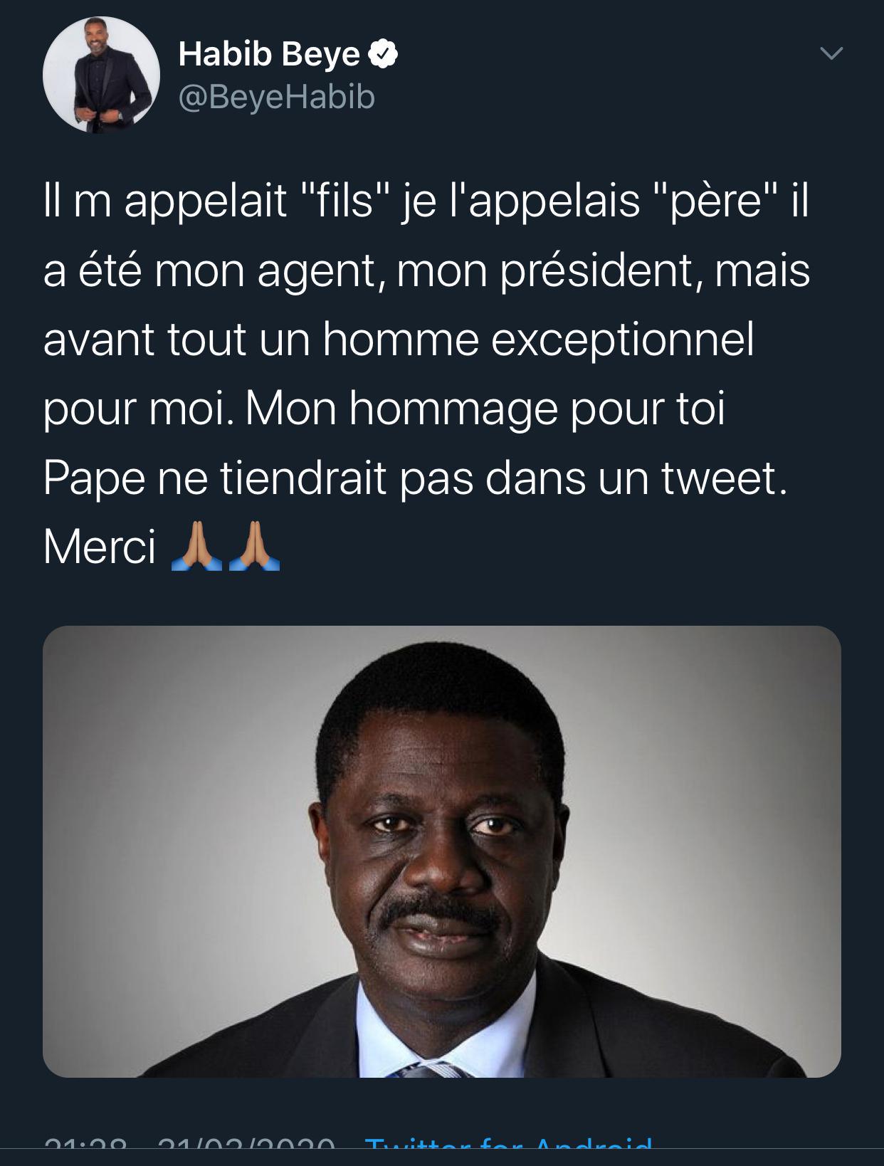 Décès de Pape Diouf: Habib pleure un « père »