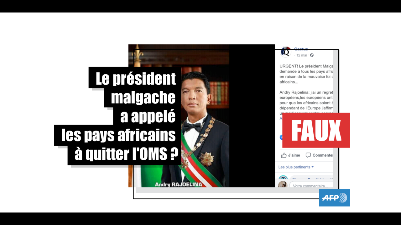 Non, le président malgache Andry Rajoelina n’a pas appelé les Etats africains à quitter l’OMS