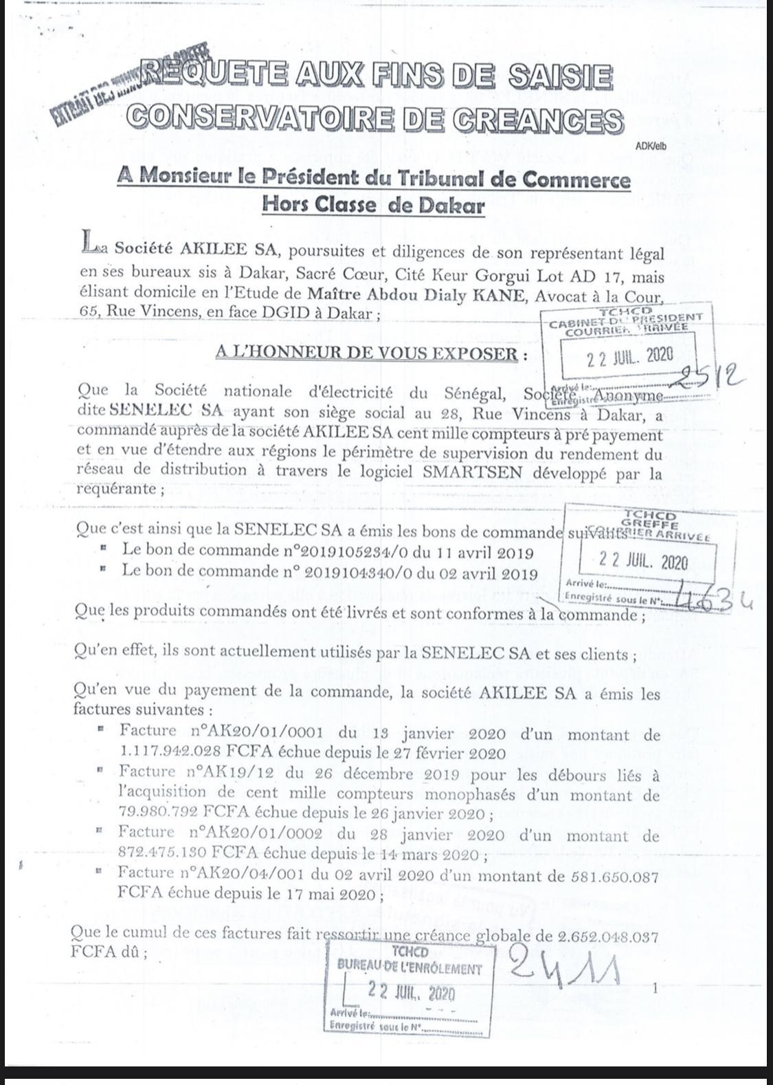 Refus de paiement d'une dette estimée à 2,6 milliards F Cfa : Akilee bloque les comptes de la Senelec