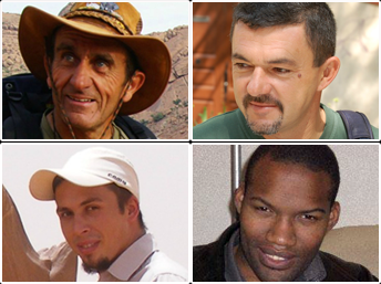 Les otages français au Sahel : Daniel Larribe (haut gauche), Marc Féret (haut droite), Pierre Legrand (bas gauche), Thierry Dole (bas droite). DR