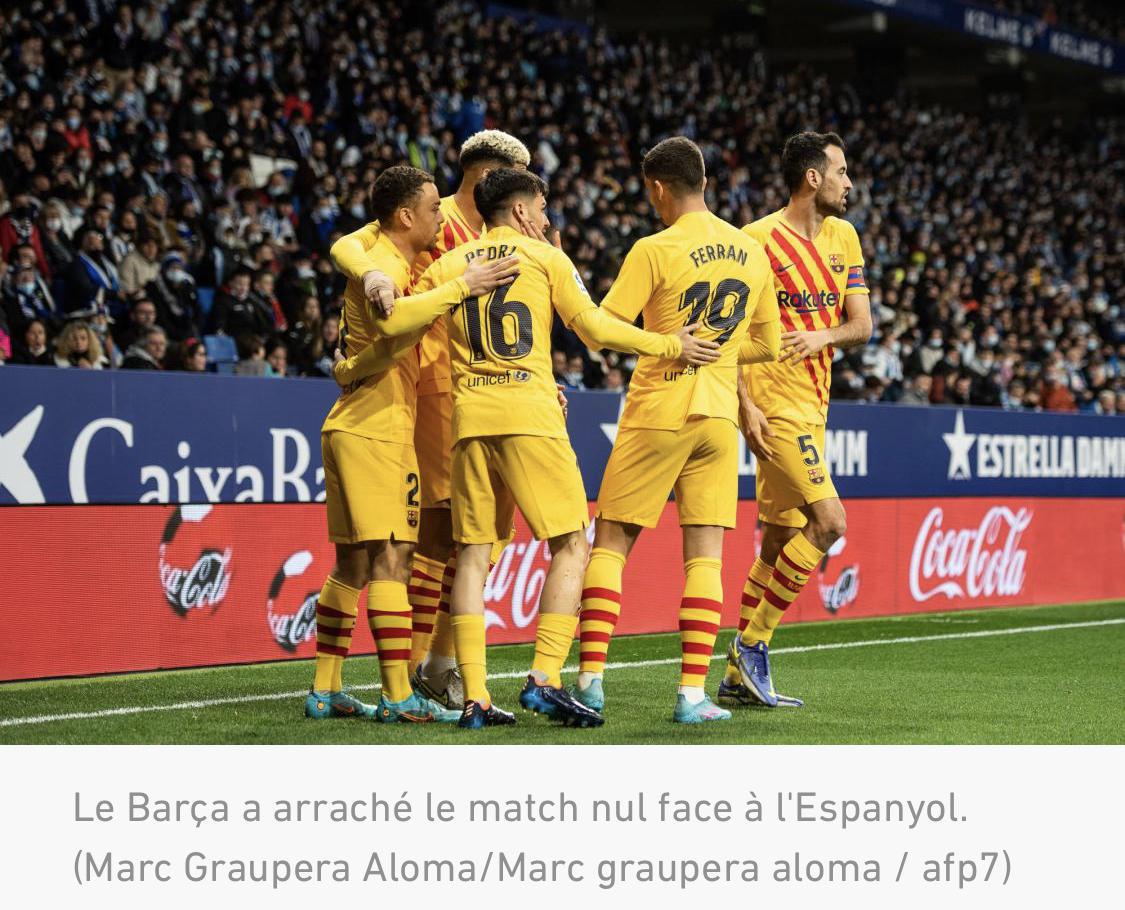 Avant d'affronter Naples, le Barça arrache le match nul face à l'Espanyol