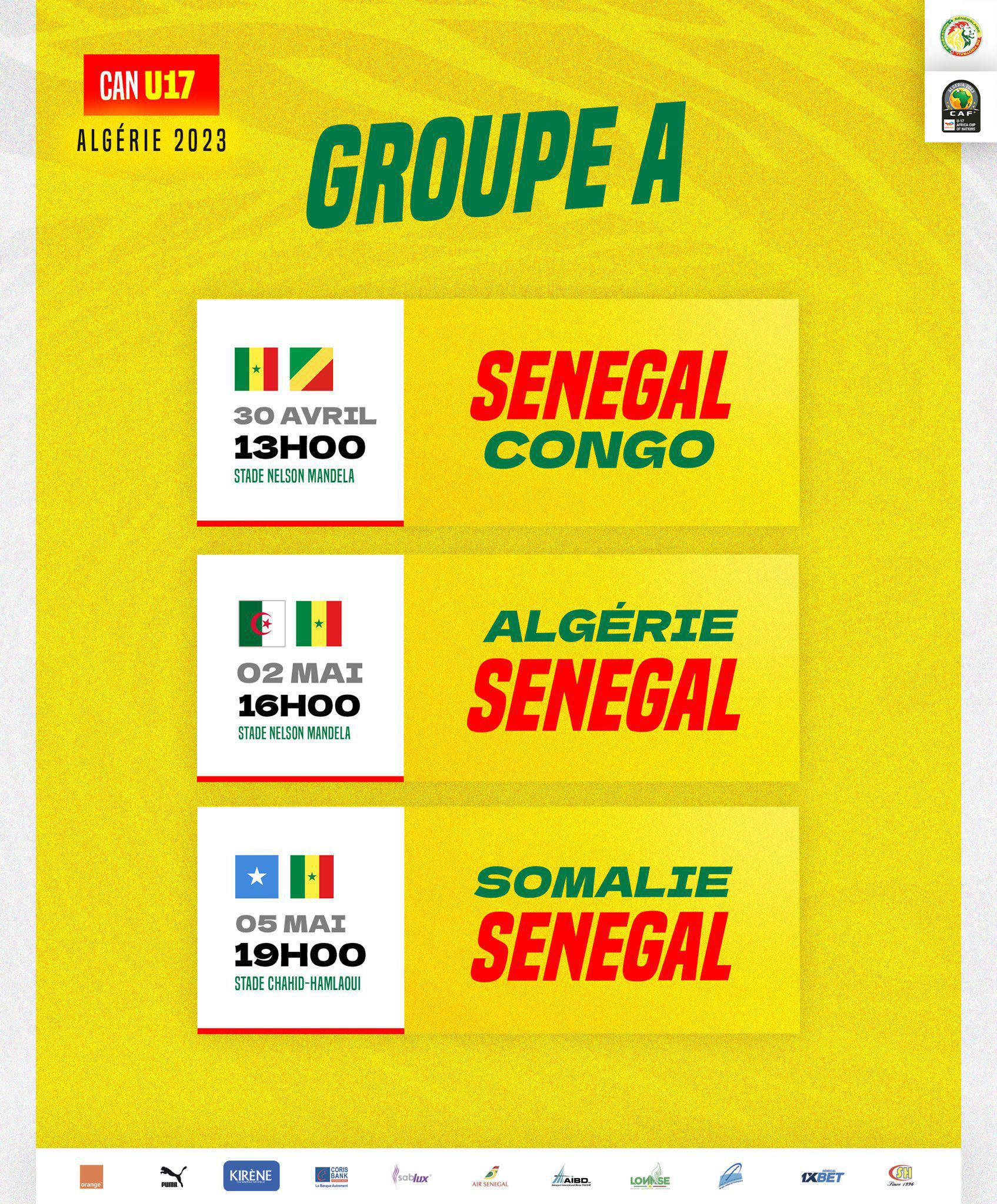 CAN U17 : le calendrier des matchs du Sénégal dévoilé