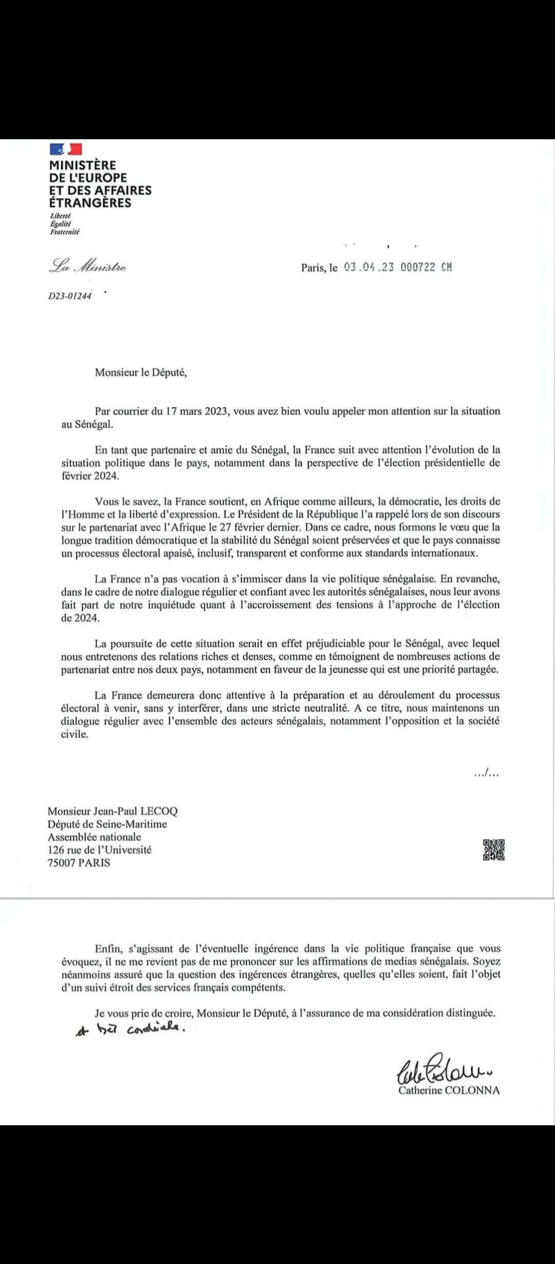 Présidentielle 2024: la France "s'inquiète" de l'accroissement des tensions politiques au Sénégal