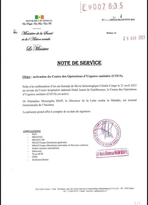 Sénégal: un cas de Fièvre hémorragique de Crimée-Congo détecté à Dalal Jamm