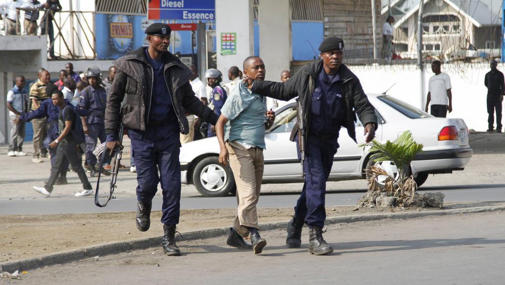 Arrestation d'un manifestant à Goma, dans l'est de la RDC, le 19 janvier 2015.