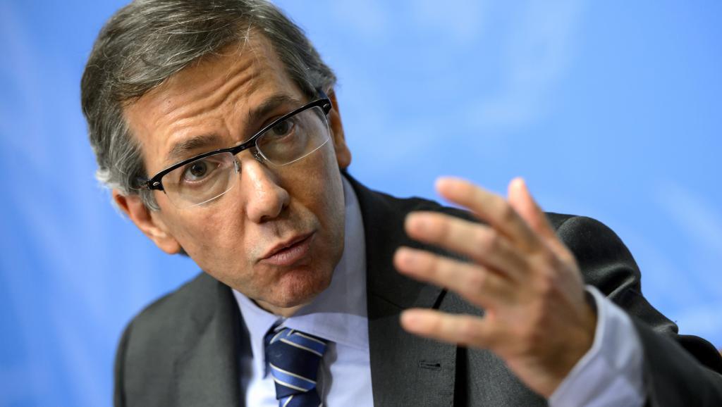 Le représentant du secrétaire général des Nations unies pour la Libye, Bernardino Leon, le 14 janvier 2015, à Genève. AFP PHOTO / FABRICE COFFRINI